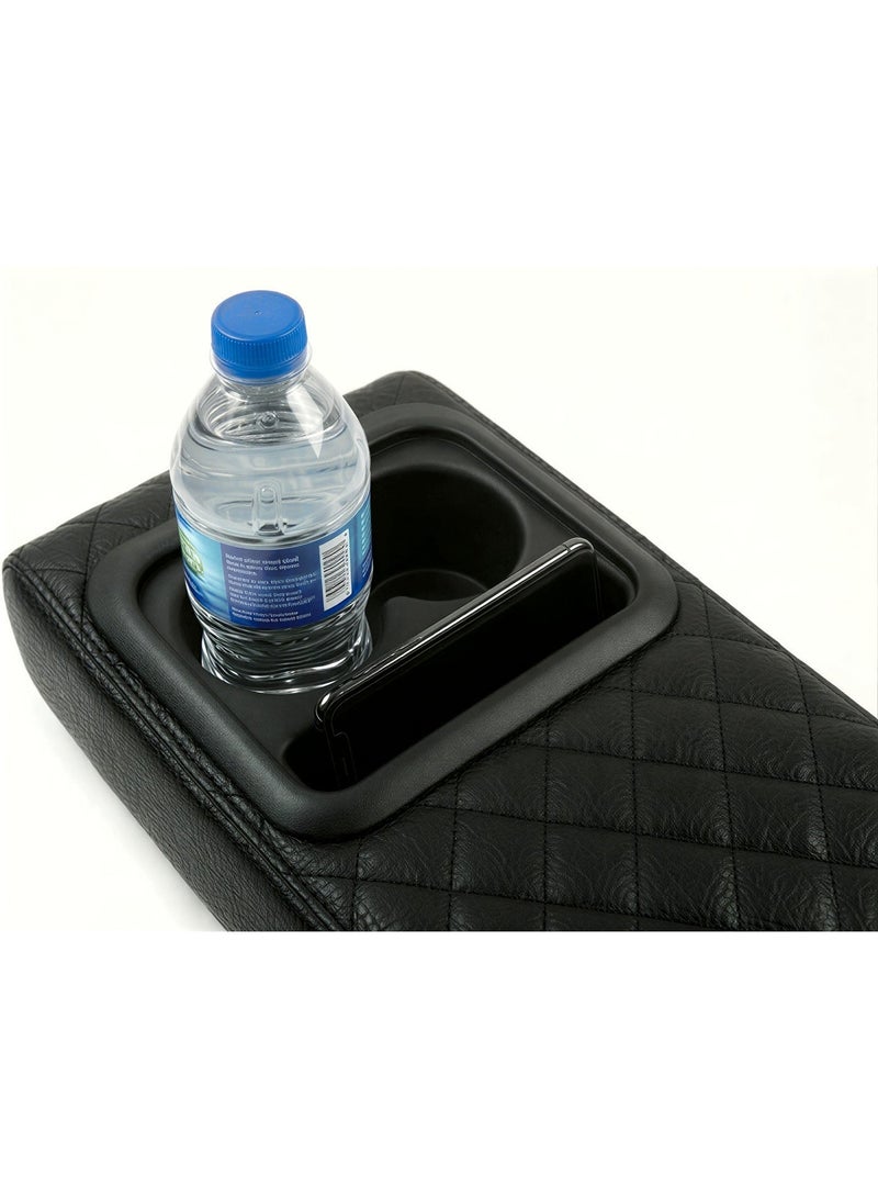 general Car armrest cushion, thick lining with cup holders, multi-color storage organizer, ideal for car center console and driver comfort - grey - Image 3